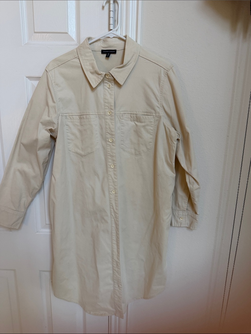 Universal Standard Cream Long Button-Front Shirt Coat XS (10-12)